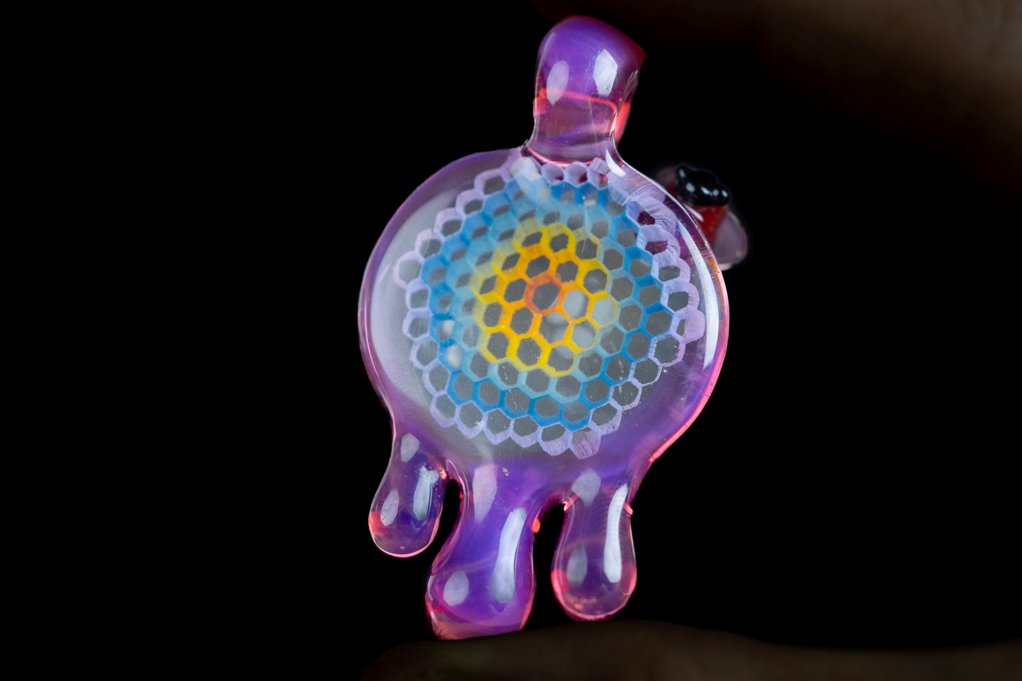 Joe P Honeycomb Pendant - Purple w/ Rainbow