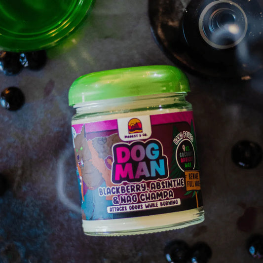 Dog Man Odor Fighting Candle (Blackberry Absinthe & Nag Champa)