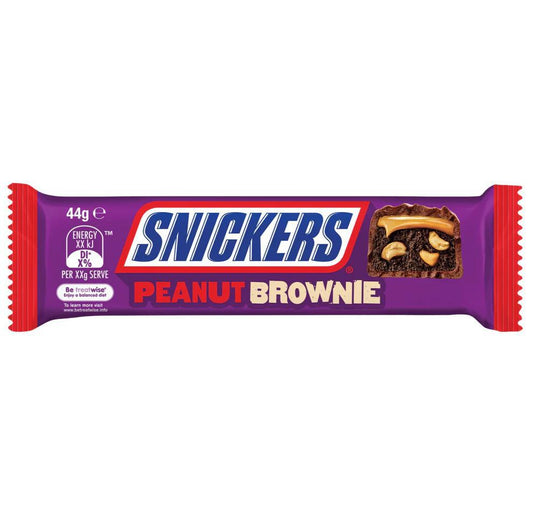 Snickers Peanut Brownie Chocolate Bar Box of 15 x 44g SINGLE