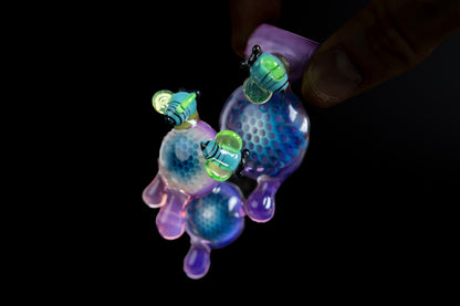 Joe P Triple Honeycomb Pendant - Purple Blue & Green