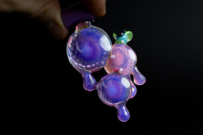 Joe P Triple Honeycomb Pendant - Purple Blue & Green