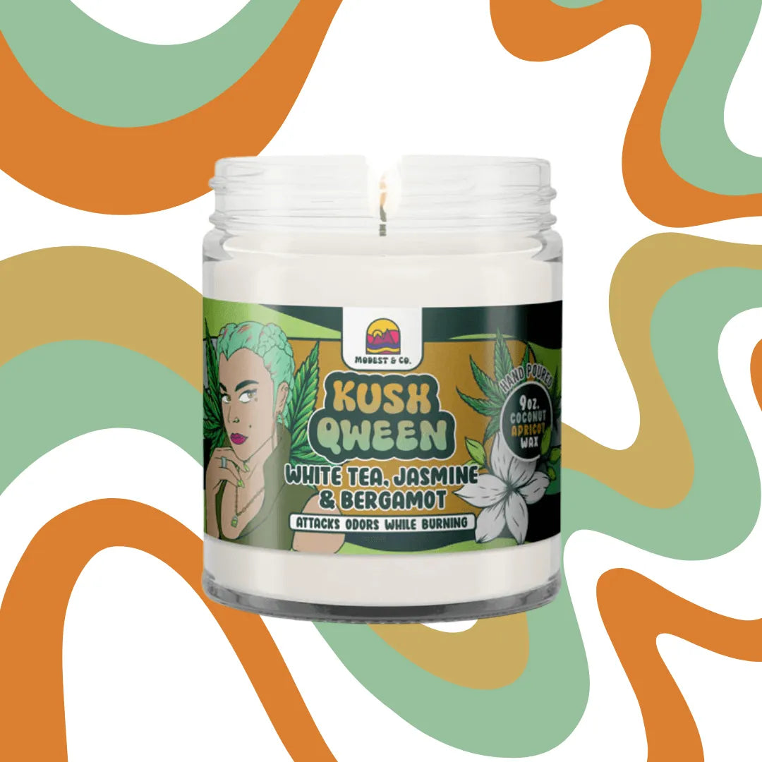 Modest & Co. - Kush Qween Odor Neutralizing Candle - (Jasmine White Tea, Bergamot)