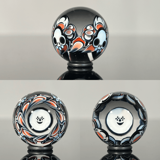 Lil Bear Glass - 2024 25mm Milli w/ Dotstack 4 Skull Marble - The Gallery at VL